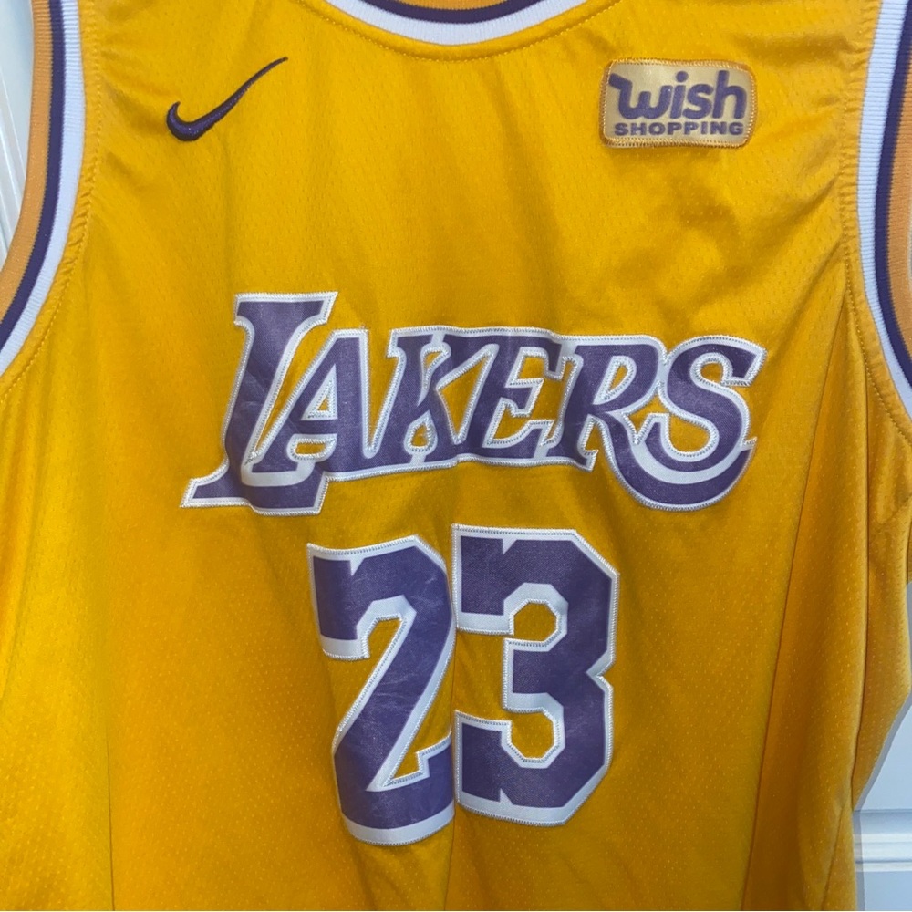 Lebron James Lakers Nike Wish Sponsor NBA Jersey Sz 54